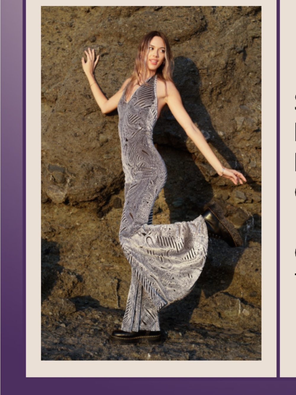 Halter Maxi Jumpsuit in Gray Pattern